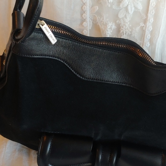 Jimmy Choo Black Leather and Suede Hobo Bag Luxury - Picture 13 of 17